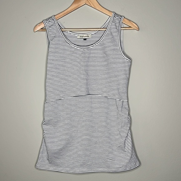 Angel Maternity Nursing Tank Top in Black & White Stripe Size Medium NWOT - Picture 1 of 6